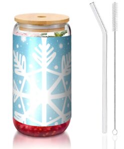 STVYUKL Kaffee-Becher mit Bambusdeckel und Strohhalmen, wiederverwendbar, 473 ml, LCD Design, für Missionsreise undOutdo