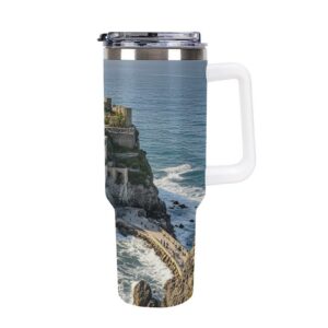 AQRJLPM Autobecher Edelstahl Trinkbecher für kalte heiße Getränke Reise-Kaffeebecherisoliert Camping Strohhalm Deckel 1,