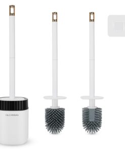 Toilettenbürste Silikon - Wandschraublosgescheidete Bürste ohne Bohren - Weiß & Grau Toilettenbürste Silikon - Halbkug