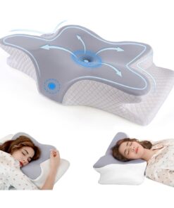 JeeLeeko Ergonomisches Memory Foam Nackenstützkissen für Anti-Schnarchen und Sidder- und Bauchschläfer mit Rückenstütze