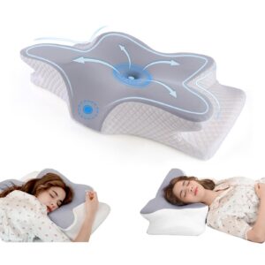 JeeLeeko Ergonomisches Memory Foam Nackenstützkissen für Anti-Schnarchen und Sidder- und Bauchschläfer mit Rückenstütze