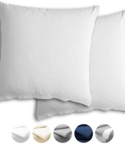 Mako Satin Bio Baumwolle Kissenbezug 80x80 cm, 2er Set - echte Luxusqualität, Weiß Fairtrade