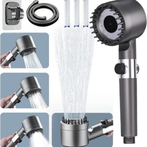 Duschkopf mit Filter für Hartes Wasser, Bakterien, Schwermetalle 4 Strahlarten Wassersparend mit Filtration in 15 Schich