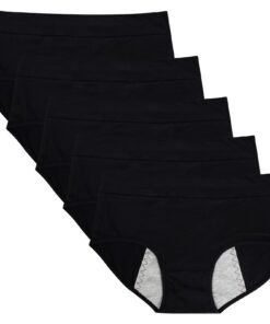 RUNYA Perioden Unterwäsche Damen Baumwolle Postpartum Menstruation Slip 5er Pack RUNYA Perioden Unterhosen Baumwolle F