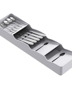 Lifewit Grau Recycled 10,4 x 39,5 x 5 cm Besteckkasten für Schubladen, 4 Fächer, feinster Besteck Organizer, Küchen Schu