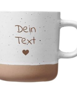 Personalisierte Weiße Keramik Tasse 360ml - Spülmaschinenfest Gravur Wunschtext - Groß Links vom Griff