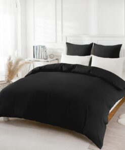 REDKEY Schlafzwäsche 200x220 3-teilig Schwarz - Mikrofaser Bettwäsche-Set mit Reißverschluss, 200 x 220 cm Bettbezug und