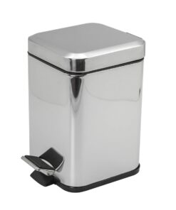 Harbour Housewares Square Badezimmerpedalbehälter 3L Chrom - Stylischer Bad-Mülleimer