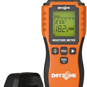 Dryzone Feuchtemessgerät für Wand- und Holzmaterialien - bequeme Feuchtigkeitsmessung im Hausbau - 0-99% RH, 120 mm Wald