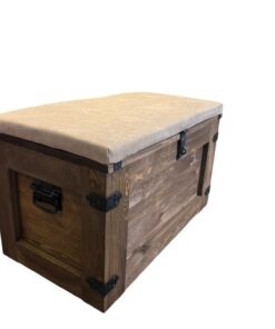weeco Vintage Holzkiste Truhe mit Rollen & Sitzkissen 80x45cm Shabby Chic Couchtisch Aufbewahrung