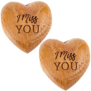 CREATCABIN Holzherz Token I Miss You Dunkle Goldrute 3x3cm Geschenk für Liebste Ferngeschenk