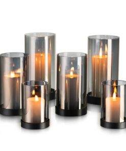 Hewory 6er Set Kerzengläser Windlicht Schwarz Groß Deko Outdoor Modern