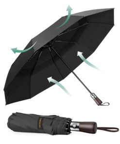 TECKNET Regenschirm, Automatik-Faltschirm, ideal für Spaziergänger und Wanderer bei Wind und Regen