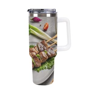 AQRJLPM BBQ Türkiye Autobecher: Edelstahl, 1,2 l, kalte heiße Getränke, isoliert, Reise-Kaffeebecher, auslaufsicher, für