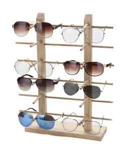 JUSTDOLIFE Kreative Holz Sonnenbrille Rack für die Sommersaison mit 4 Regalpositionen und 20 cm Höhe