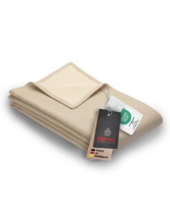 Ibena Stockholm Bio Wolldecke - 100% Baumwolle, Made in Germany, Baumwolldecke beige wollweiß zweifarbigOEKO-TEX STANDAR