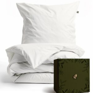 SALAD HOUSE Weiße Bettwäsche 135x200 Baumwolle - Allergiker Bettwäsche-Sets, Duvet Cover & Satin Kissenbezug 80x80 - Roo