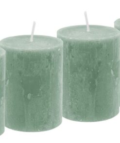 Rustic Stumpenkerzen Grün Salbei für Adventskranz und Deko | Grün Salbei Stumpenkerzen zur Tischdeko und Partydeko | Ad