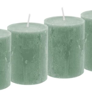 Rustic Stumpenkerzen Grün Salbei für Adventskranz und Deko | Grün Salbei Stumpenkerzen zur Tischdeko und Partydeko | Ad