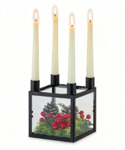 Glasseam Adventskranz Kerzenhalter Schwarz Glas | 4 Stabkerzen Modern für Weihnachten Tischdeko