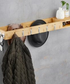 Meisterhölzer 4in1 Wandgarderobe – Platzsparedesign für Flur & Schlafzimmer – Holzgarderobenleiste 100cm lang – Modern &