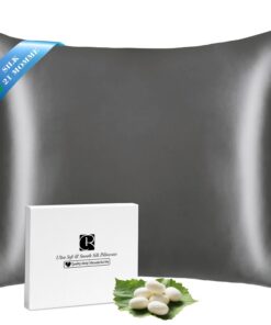 Ravmix SeidenKissenbezug 80x80, glatt für Haar und Haut, Anthrazit, 1 Stück