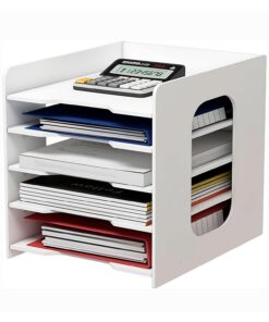 Schreibtisch Organizer 5 Fächer mit Stiftehalter - A4 Ablage für Home Office - Weiß