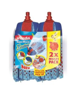 Vileda SuperMocio 3Action Wischmopp Ersatzkopf - Mikrofaser Moppkopf mit Schrubberzone und Velours Fasern für Fließen un