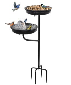 Vogeltränke Vogelbad Schale Stehend für Garten, Wassertränke für Wildvögel (Grau)