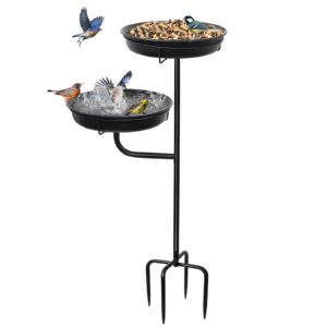 Vogeltränke Vogelbad Schale Stehend für Garten, Wassertränke für Wildvögel (Grau)