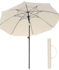 SONGMICS Sonnenschirm 160 cm, UPF 50+, beidseitig knickbar, mit Tragetasche, für Terrasse und Strand_GPU60WTV1 SONGMIC