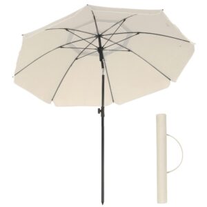 SONGMICS Sonnenschirm 160 cm, UPF 50+, beidseitig knickbar, mit Tragetasche, für Terrasse und Strand_GPU60WTV1 SONGMIC