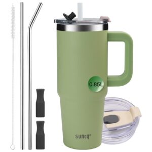 SUNTQ Doppelwandige Vakuum Isolierte Thermische Tasse 850ml für Getränke und Kaffee(Moss)