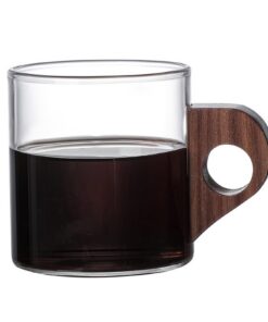 Elegant Wood Handle Glass Coffee Cups für Hot und Cold Getränke, perfekt für Latte und Cappuccino, 8x6.5cm und 8x7.5cm