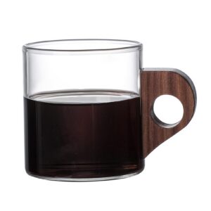 Elegant Wood Handle Glass Coffee Cups für Hot und Cold Getränke, perfekt für Latte und Cappuccino, 8x6.5cm und 8x7.5cm