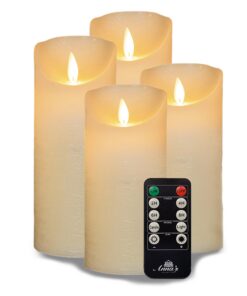 LED Stumpenkerze Ivory 20cm x 25cm - 4x groß, flackert und Timer, Weihnachtsbeleuchtung, 2 C Batterien LED Stumpenkerze