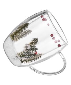 Morain Transparents Doppelwandige Glastasse(dekorativ, getrocknete Blumen), Trinkgeschirr für Zuhause und Büro, praktisc
