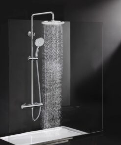 Rainsworth Duschsystem mit Thermostat Chrom - Komplettset für Duscharmatur | Regendusche mit 25cm Rund Regendusche Dusch