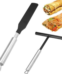 3 Stücke Crepes Verteiler, Edelstahl Crepes Wender, Teigverteiler für Küche Backen Kochen, Backwerkzeuge mit Spachtel+ T