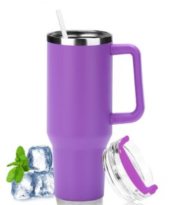 LOITTAINUE Doppelwandiger Vakuum Isolierbecher To Go für Kalte Heiße Getränke 40oz (1180ml), mit Deckel und Strohhalm, i