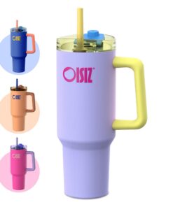OISIZ Isolierter Edelstahl-Thermobecher 1.2L, Reisebecher mit Strohhalm, BPA-frei