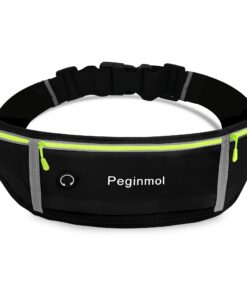 Wasserdichte Lauftasche Laufgürtel Handy, Damen & Herren Jogging Verstellbar (Schwarz + Grün) Läufer-Hüfttasche Wasserdi