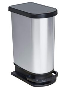 Rotho Paso Mülleimer 50l BPA-frei, silbermetallic, perfekt für Haus und Garten
