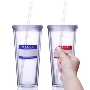 Cupture Classic Doppelwandiger Trinkbecher mit Deckel für Studenten und Mitarbeiter bei der Arbeit 24 oz farblos
