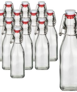 gouveo Glasflaschen mit Bügelverschluss 12er Set 250ml - Leere Bügelflaschen zum Befüllen (BFE250)