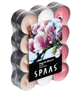 SPAAS 24 Duft-Teelichter - Magnolia Blossom, 4,5 Stunden Dauer | SPAAS Duft-Teelichter Farben sortiert, Magnolia Blosso