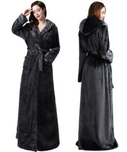 Oksun Langer Damen-Bademantel: Übergroße, flauschige Fleece-Mit-Kapuze Winter-Warmung