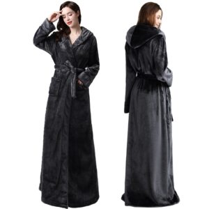 Oksun Langer Damen-Bademantel: Übergroße, flauschige Fleece-Mit-Kapuze Winter-Warmung