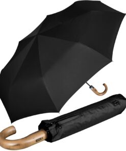 iX-brella Herren Schirm XXL 121 cm mit echtem Holzgriff und Auf-Zu-Automatik Schwarz