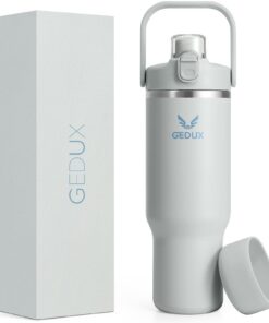 GEDUX 1000ml Edelstahl Thermosflasche mit Strohhalm und Griff für Outdoor Aktivitäten | GEDUX 1000ml Edelstahl Tumbler